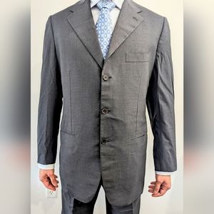 Kiton Blanc Blu Super 180 3 Roll 2 Button Wool 40R w/ Surgeons Cuff